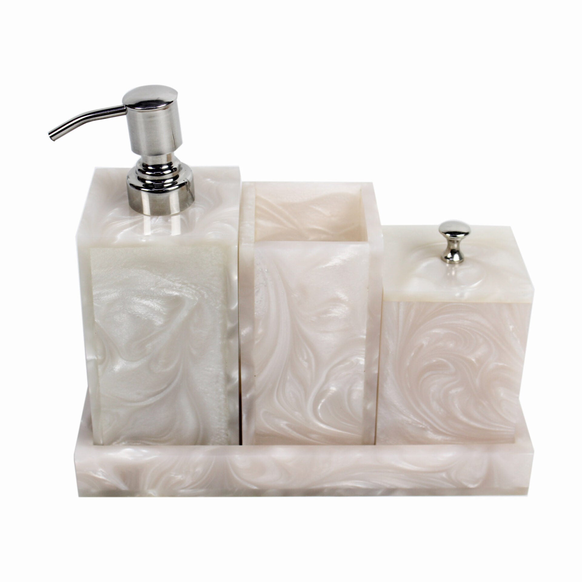 Stylish Decorative Ivory Bathroom Accessory Set of Four